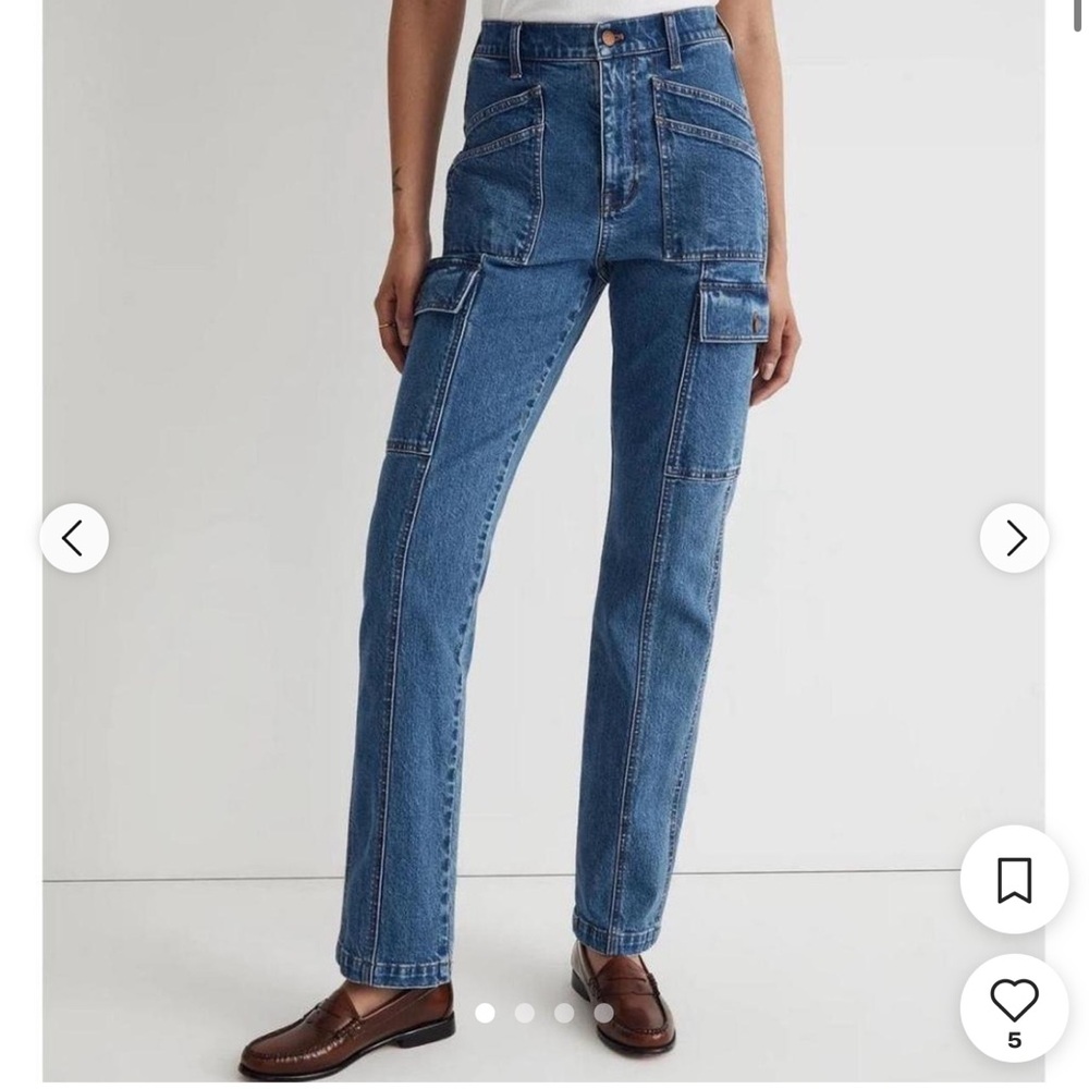 Madewell Blue Straight-Leg Cargo Jeans